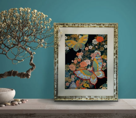 インテリアとして着物パネル