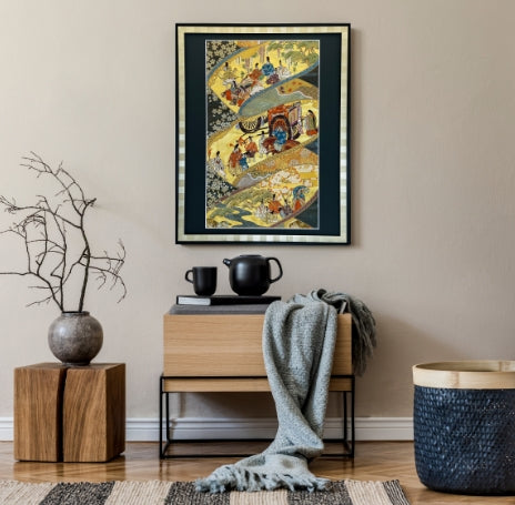 部屋に飾られた帯パネル